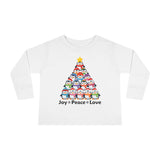 "Joy Peace Love" Toddler Christmas Shirt - Cozy Long Sleeve Holiday Tee With Penguin Design