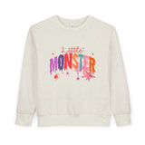 Toddler "Little Monster" Halloween Sweatshirt in Reds and Pinks
