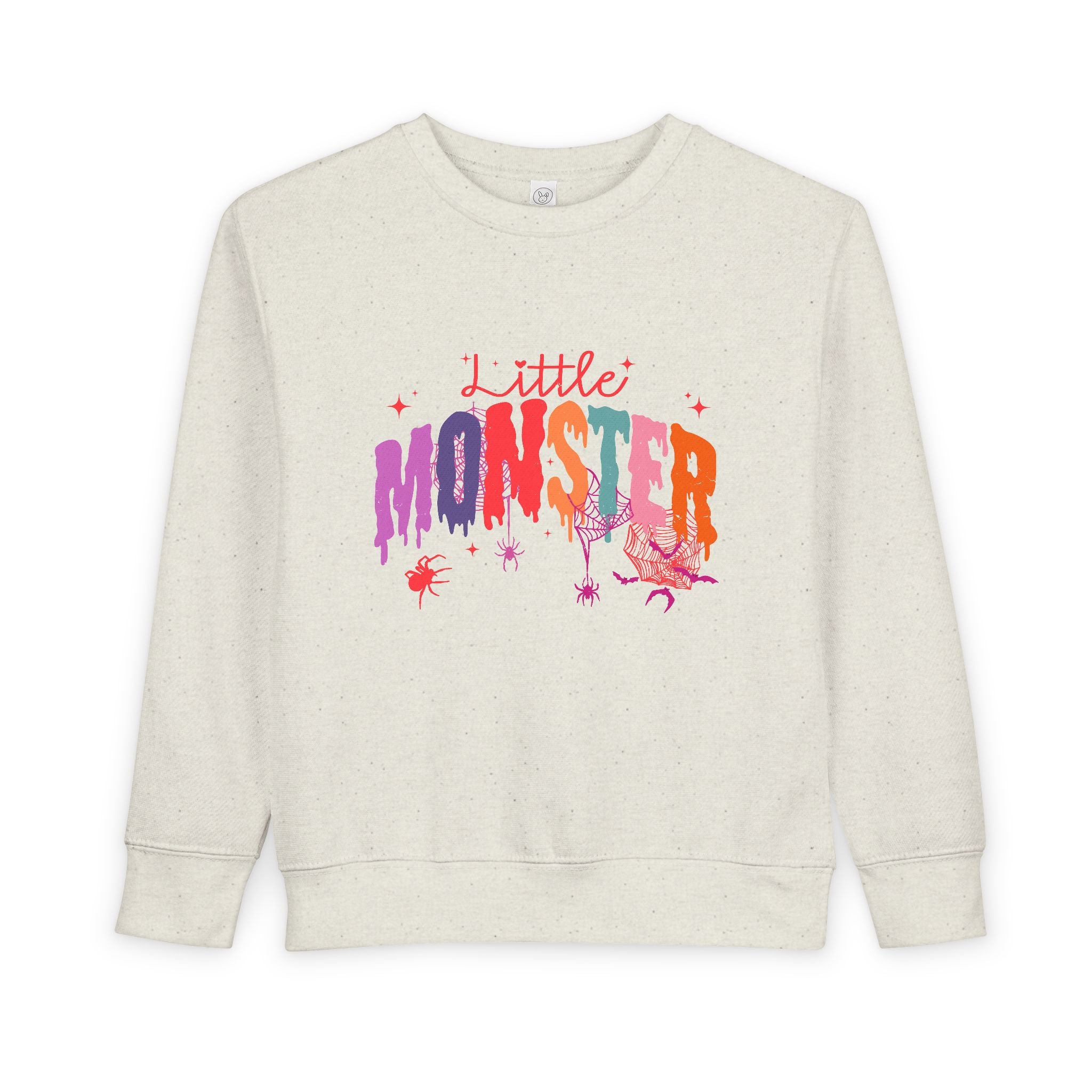 Toddler "Little Monster" Halloween Sweatshirt in Reds and Pinks